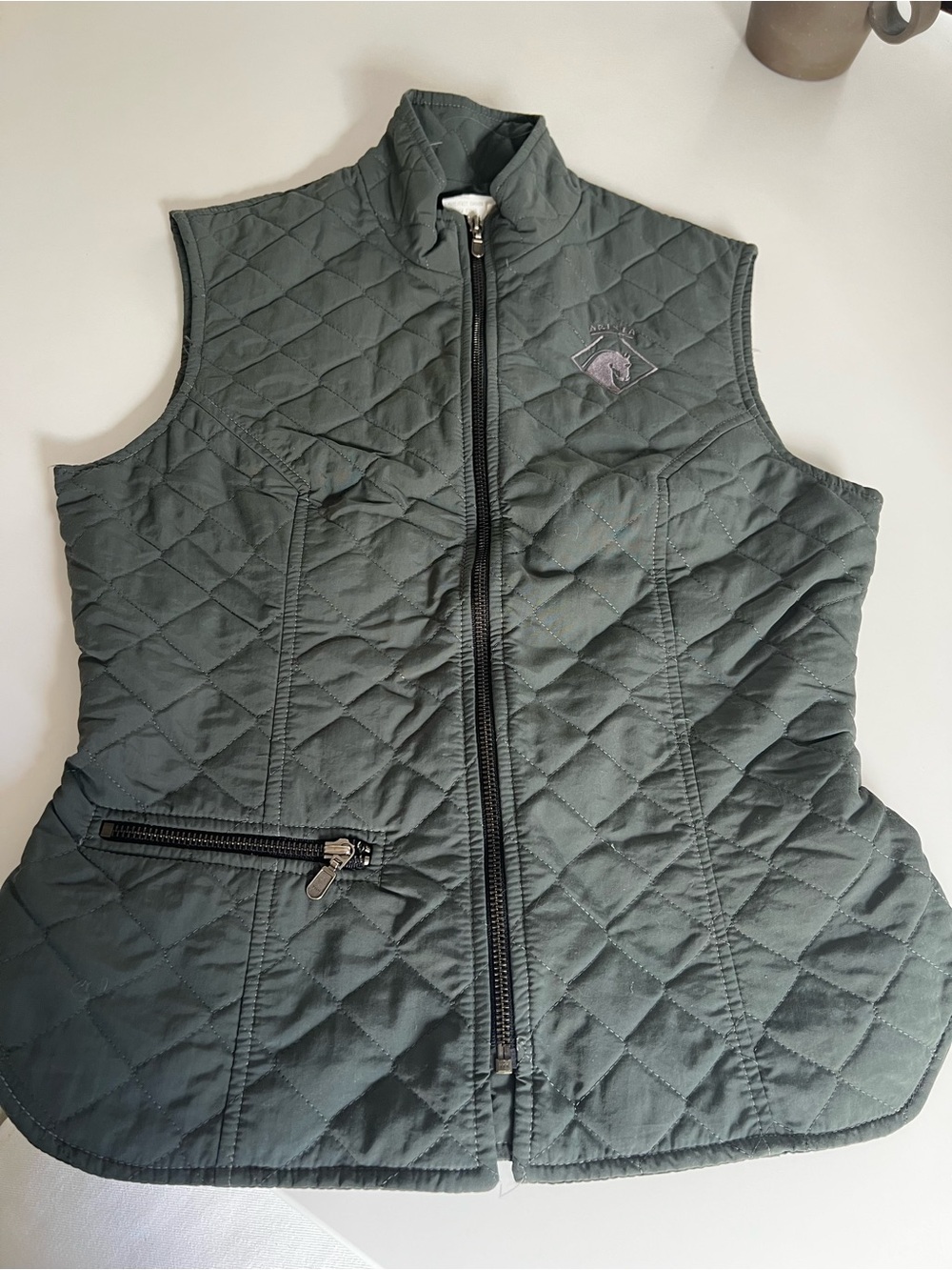 Arista Equestrian Dressage Quilted Fitted Vest in Dark Green size S